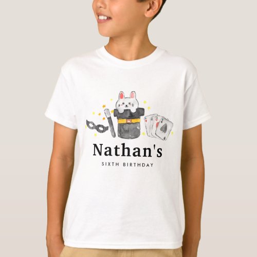 Magician Rabbit Hat Magic Show Birthday Kids Name T_Shirt