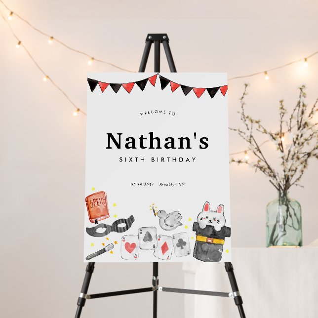 Magician Rabbit Wand Magic Birthday Welcome Show Foam Board (In Situ (Stand))