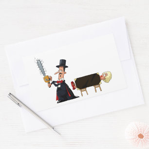 Magician Sawing Woman in Half Rectangular Sticker