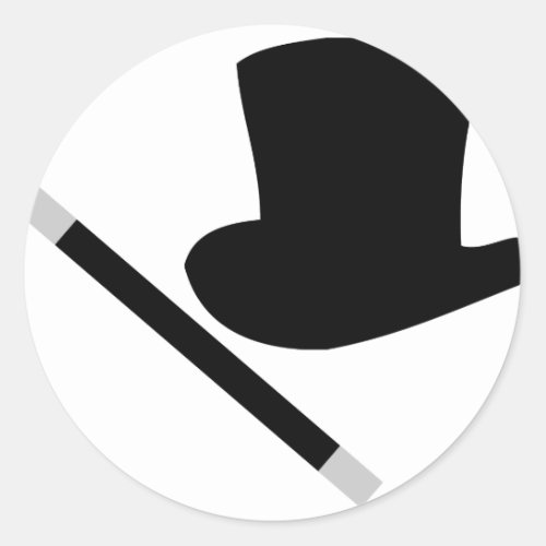 magician top hat and magic wand classic round sticker