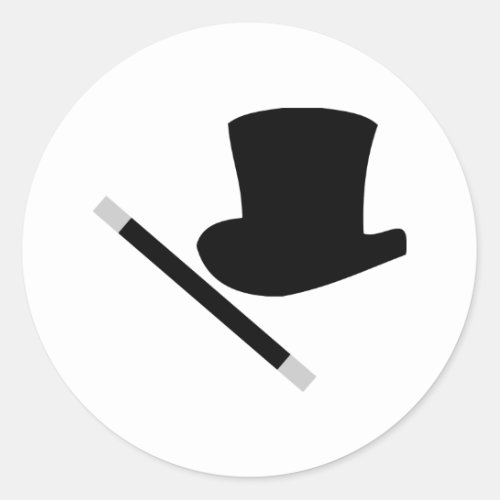 magician top hat and magic wand classic round sticker