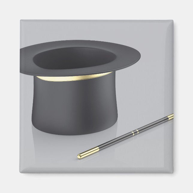 Magician top hat and magic wand magnet (Front)