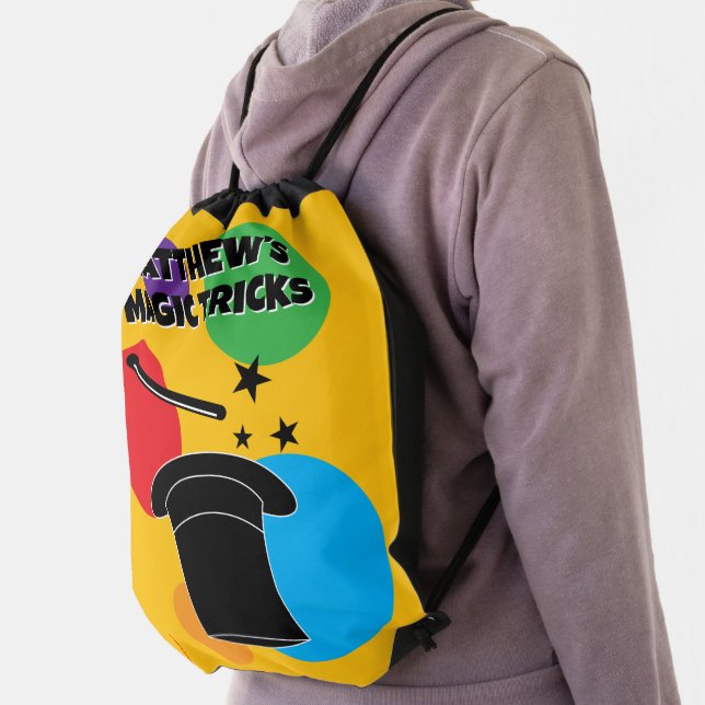 Magician wand and hat magic show custom drawstring bag (Insitu)