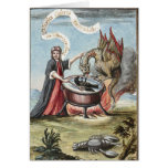 Magician&#39;s Cauldron and Dragon Greeting Card
