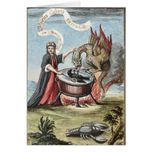 Magician's Cauldron and Dragon Greeting Card