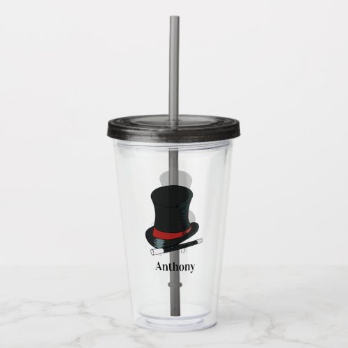 Magicians Hat and Magic Wand Personalized Acrylic Tumbler