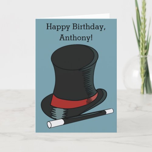 Magicians Hat and Magic Wand Personalized Card