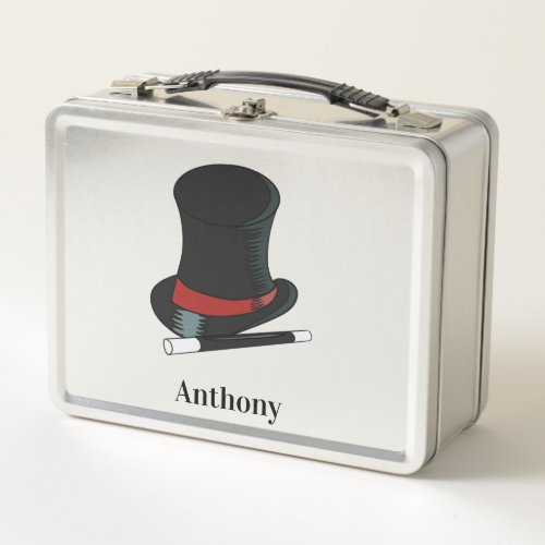 Magicians Hat and Magic Wand Personalized Metal Lunch Box