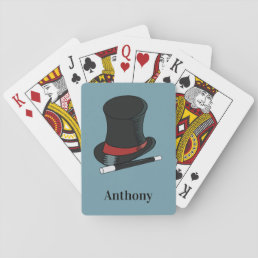 Magicians Hat and Magic Wand Personalized Playing Cards