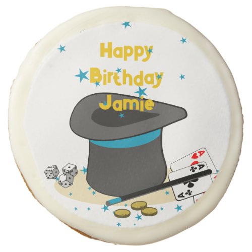 Magicians Hat Happy Birthday Name Party Favor  Sugar Cookie