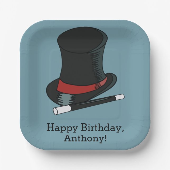 Magicians Hat Magic Show Birthday Party Paper Plates (Front)