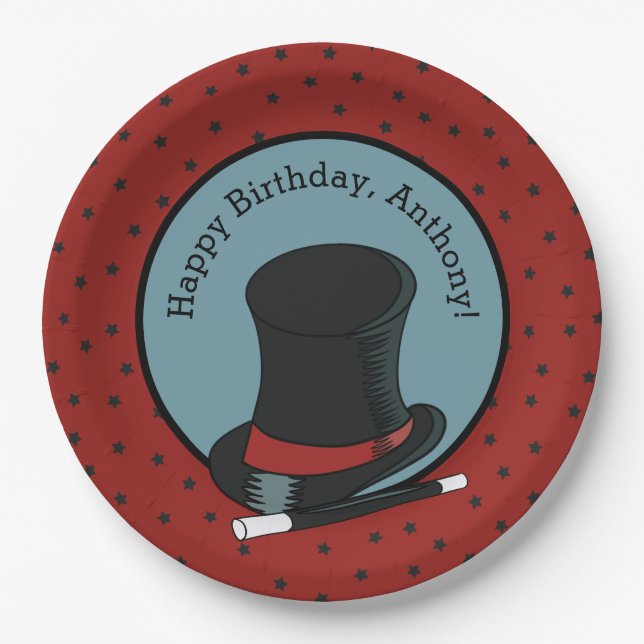 Magicians Hat Magic Show Birthday Party Paper Plates (Front)