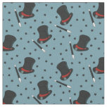Magicians Hats, Magic Wands and Stars Blue Fabric