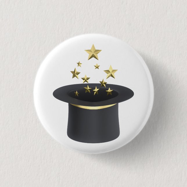 Magicians top hat with golden stars button (Front)