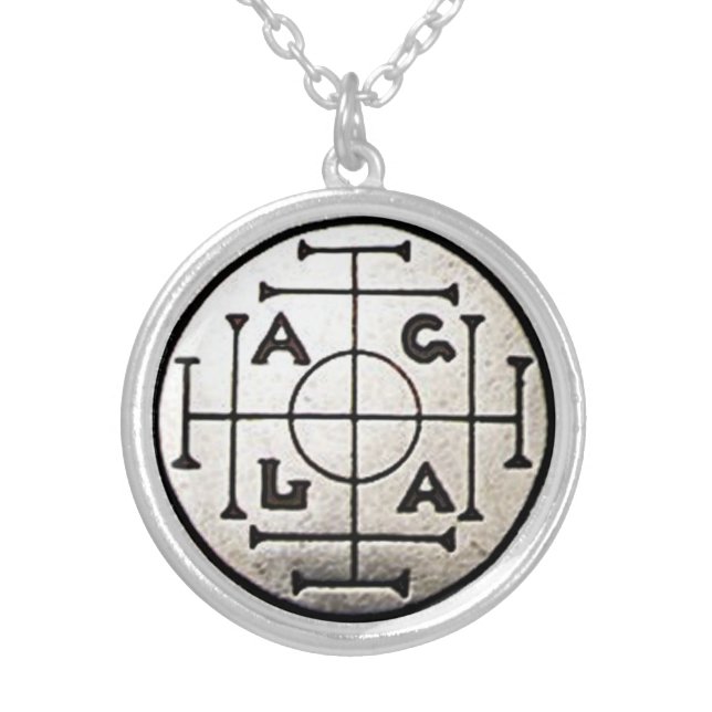 Magick AGLA Wealth & Prosperity Amulet Silver Plated Necklace (Front)