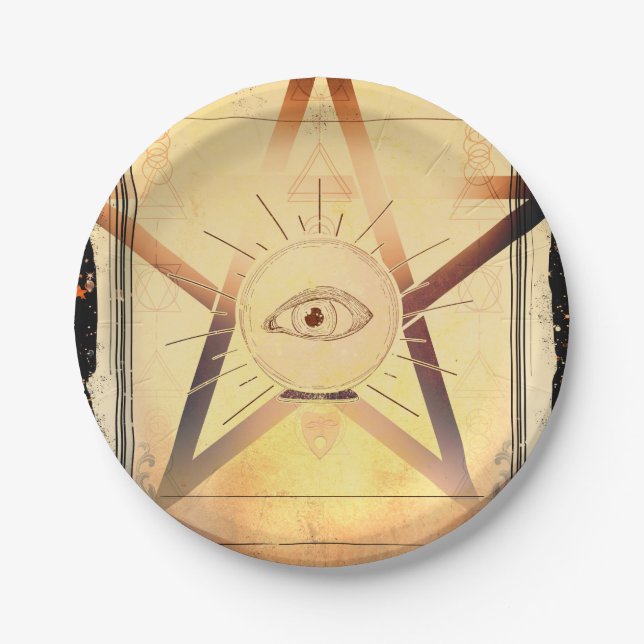 Magick Mystical Gathering Fortune Teller Eye Party Paper Plates (Front)