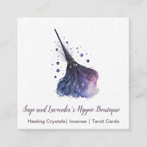 Magick Witch Broom Square Business Card