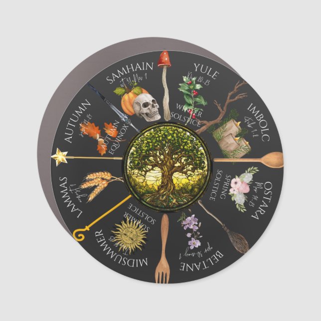 Magickal Wheel of the Year Car Magnet (Front)