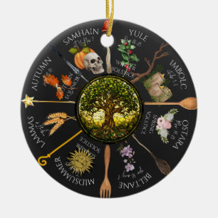 Magickal Wheel of the Year Ceramic Ornament
