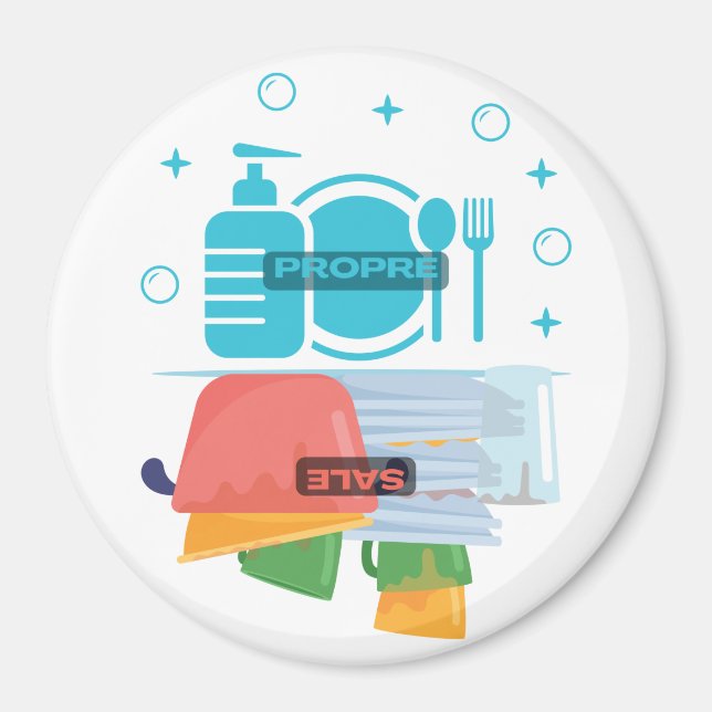 Magnet aimanté pour lave vaisselle "Propre - Sale" (Front)