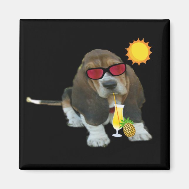 Magnet Baby Basset Hound Summer Time (Front)