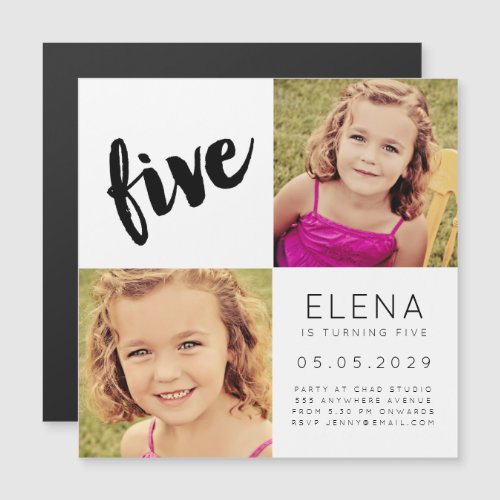 MAGNET Baby Boy Girl FIVE 5th Birthday Photo Card