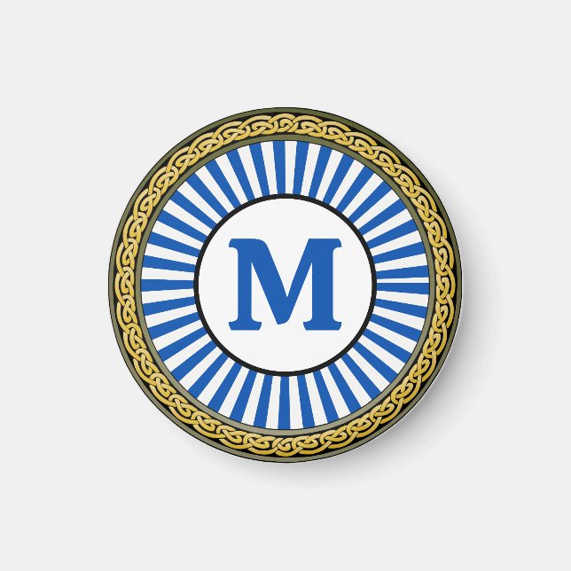 Magnet -  Blue Stripe - Personalized - Add Initial (Front)