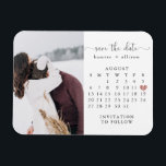 Magnet | Calendar Save the Date<br><div class="desc">This simple,   wedding save the date template features a clean,  modern design. Customize it with your information and make it uniquely yours! 

TO MOVE THE HEART> click personalize > scroll down > click "customize further".</div>