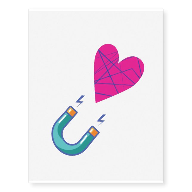 Magnet catches hearts temporary tattoos (Front)