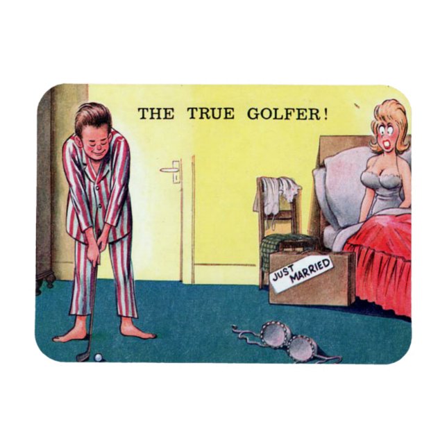 Magnet - Comic - Golf - Old Postcard (Horizontal)