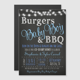 MAGNET Couples Coed Burger Baby Boy BBQ Invitation