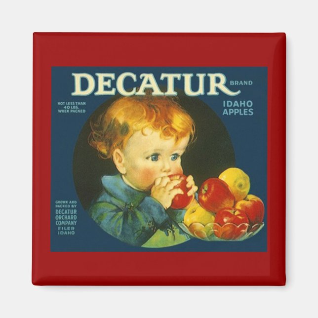MAGNET ~ DECATUR IDAHO APPLES VINTAGE FRUIT LABEL (Front)