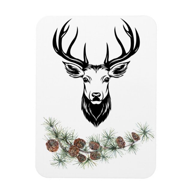 Magnet - deer and branches (Vertical)