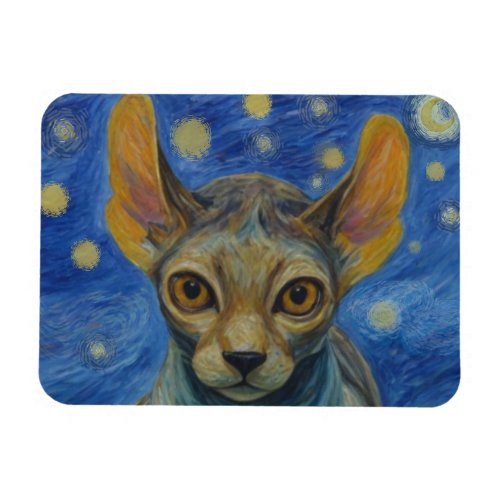 Magnet   Elf Sphynx Cat Art Starry Night Painting