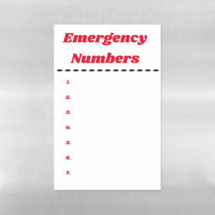 Magnet Emergency Numbers Magnetic Dry Erase Sheet