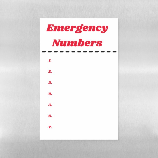 Magnet Emergency Numbers Magnetic Dry Erase Sheet (Vertical)