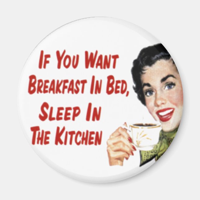 Magnet - Funny Retro Housewife Breakfast (Front)