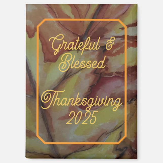 Magnet Grateful & Blessed Thanksgiving  (Front)