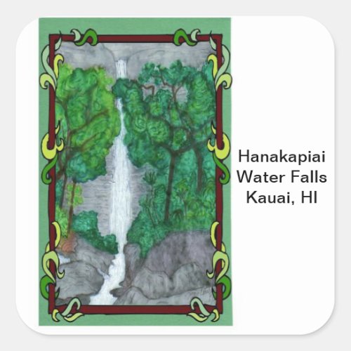 Magnet_Hanakapiai Water Falls Square Sticker