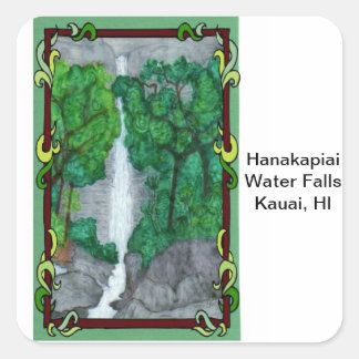 Magnet-Hanakapiai Water Falls Square Sticker