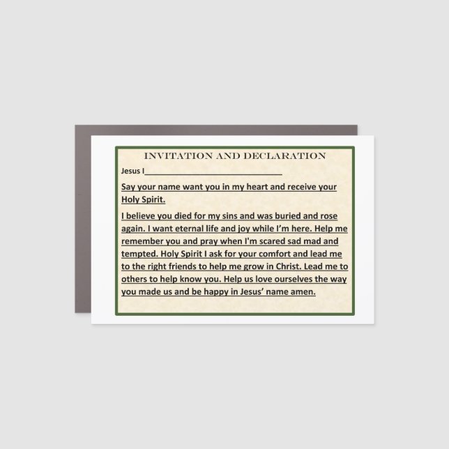 magnet-Invitation to accept Christ Car Magnet (Front)