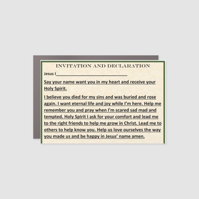 magnet-Invitation to accept Christ Car Magnet (Front)