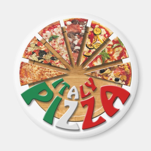 Magnet Italy Pizza on the cutting board (Front)