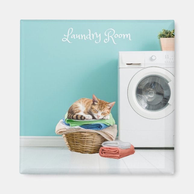 Magnet, Laundry Room With Cat Magnet (Front)