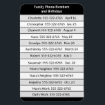 Magnet List of Important Phone Numbers<br><div class="desc">Magnet list of family phone numbers and birthdays makes a great gift for everyone in the family. Especially helpful to those leaving for college or taking a job in a distant city. All text is editable.</div>