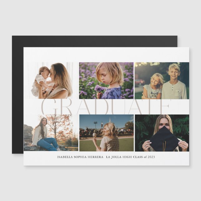Magnet Multi-Photo Then/Now Graduate Announcement (Front/Back)