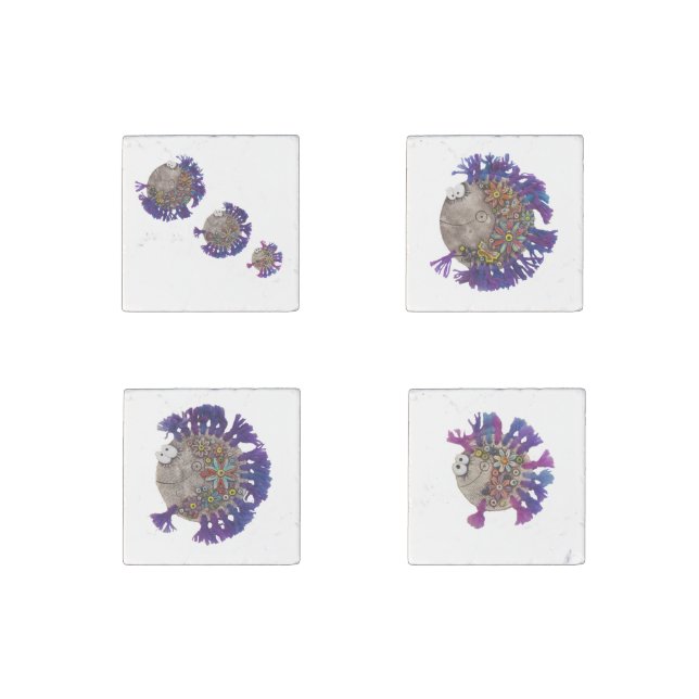 Magnet - Purple Yarn Fish (Front)