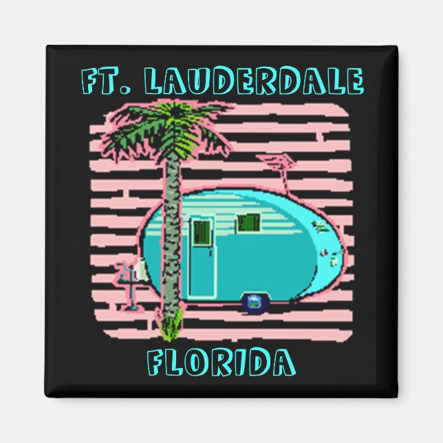 MAGNET- RETRO CAMPING IN CANNED-HAM STYLE TRAILER! MAGNET (Front)