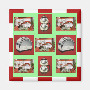 Magnet ~ RETRO KITCHEN Mid-Century Chrome Checkers