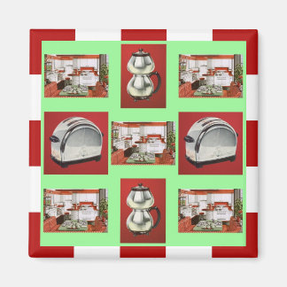 Magnet ~ RETRO KITCHEN Mid-Century Chrome Checkers